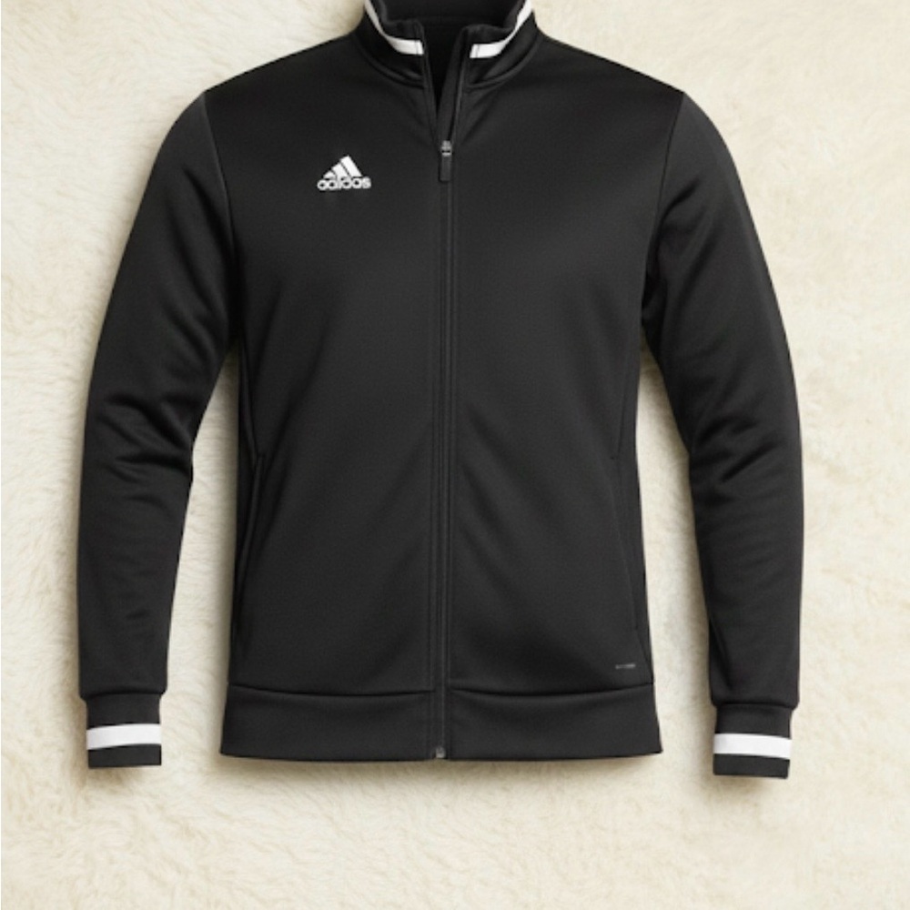 NWT Adidas Men's Black Windbreaker with White Trim